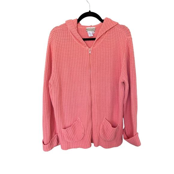 Coldwater Creek Patch Pocket Shaker Knit Sweater with Hood Women's Size Medium - Picture 1 of 9